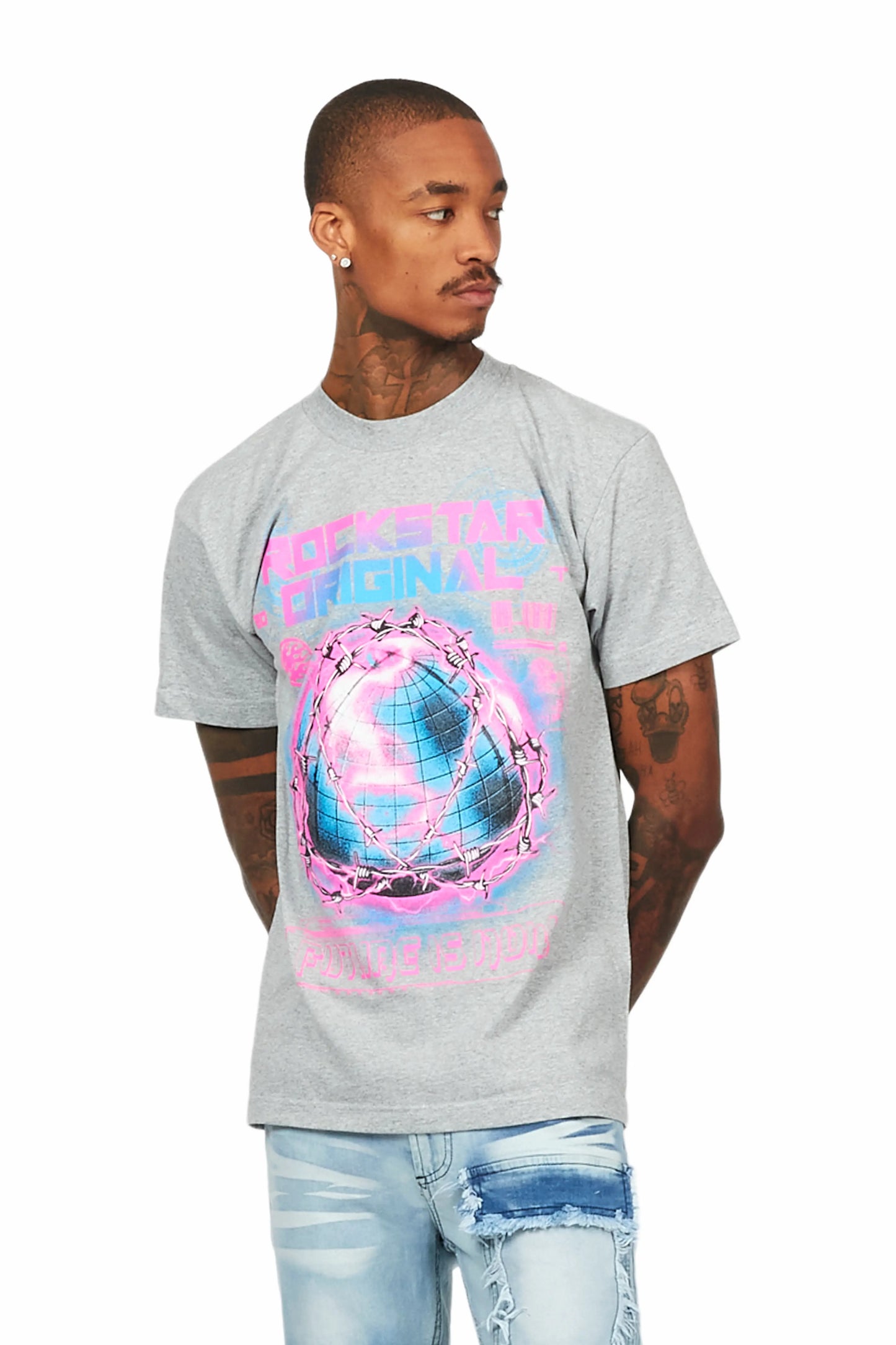 Digital Heather Grey Graphic T-Shirt