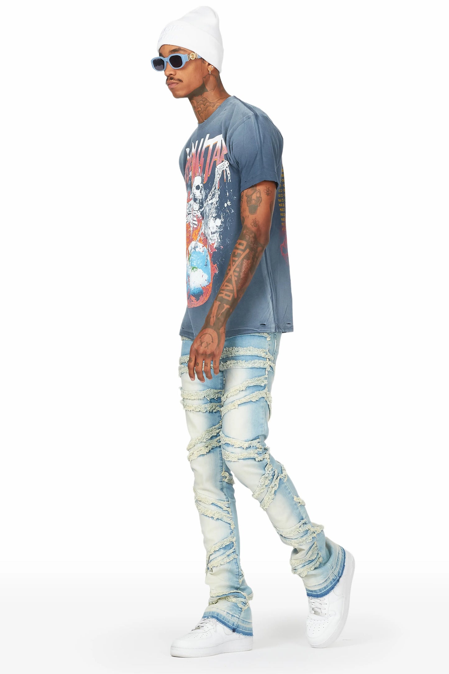 Norbert Blue Stacked Flare Jean